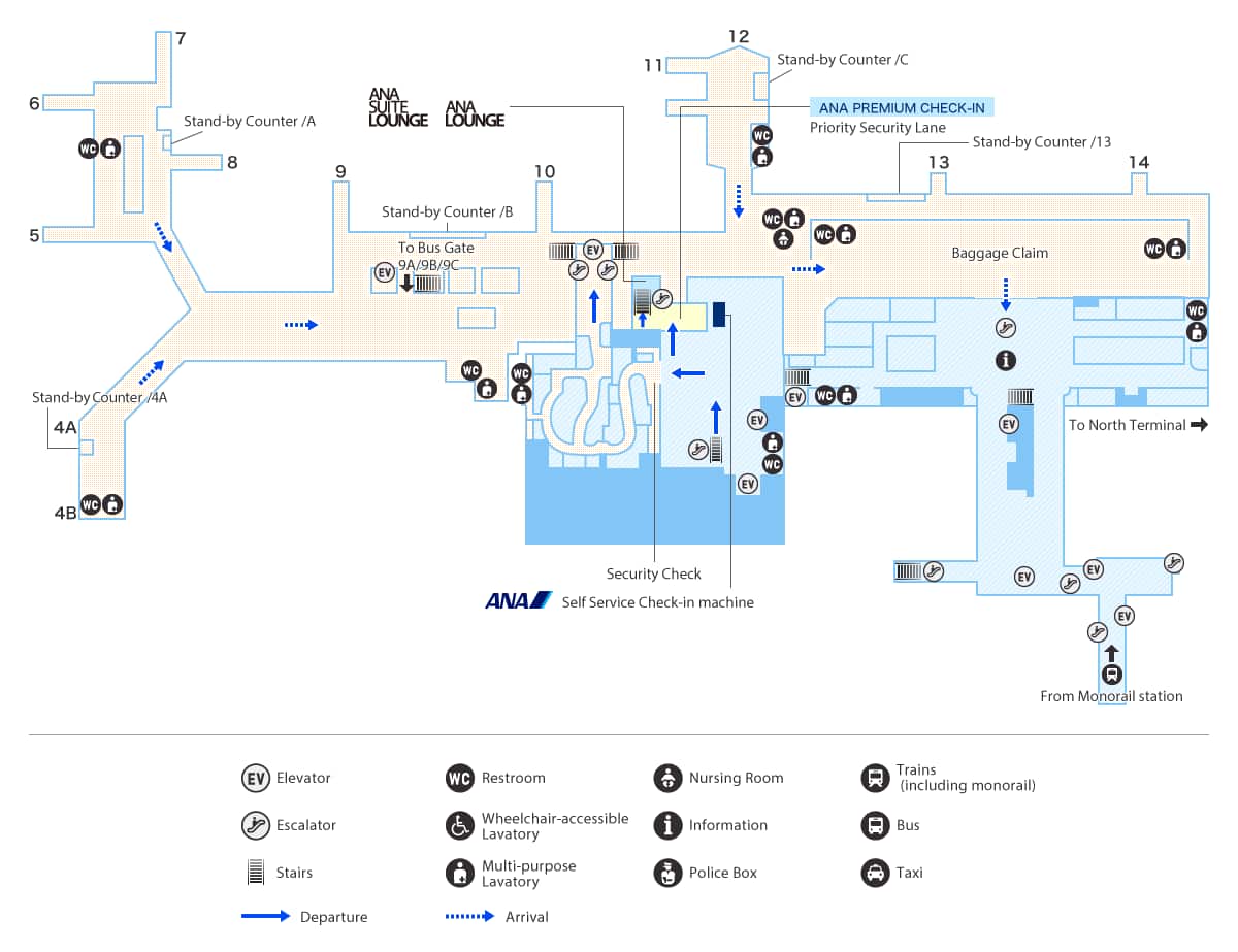 Plan des départs de l'aéroport d'Osaka Itami