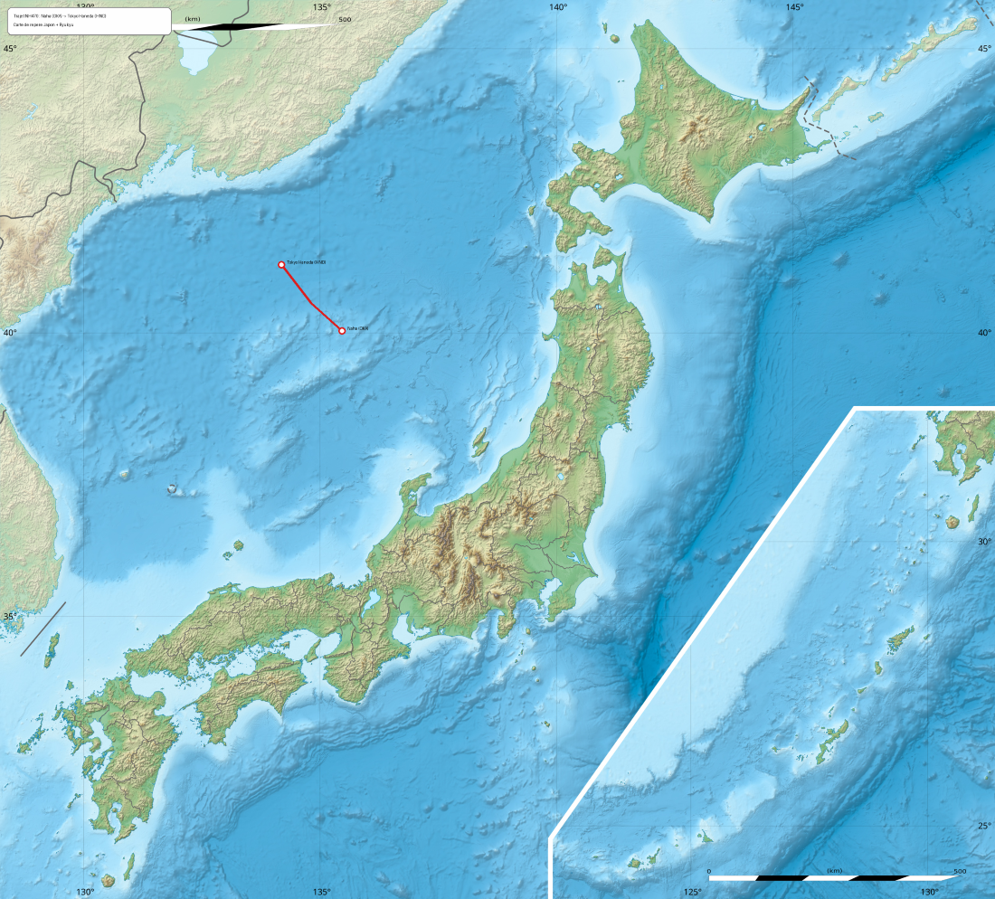 Carte de localisation montrant Okinawa au sud et Tokyo au nord-est du Japon