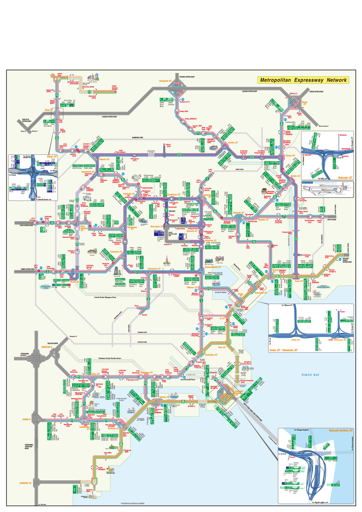 Carte du réseau de la Metropolitan Expressway autour de Tokyo